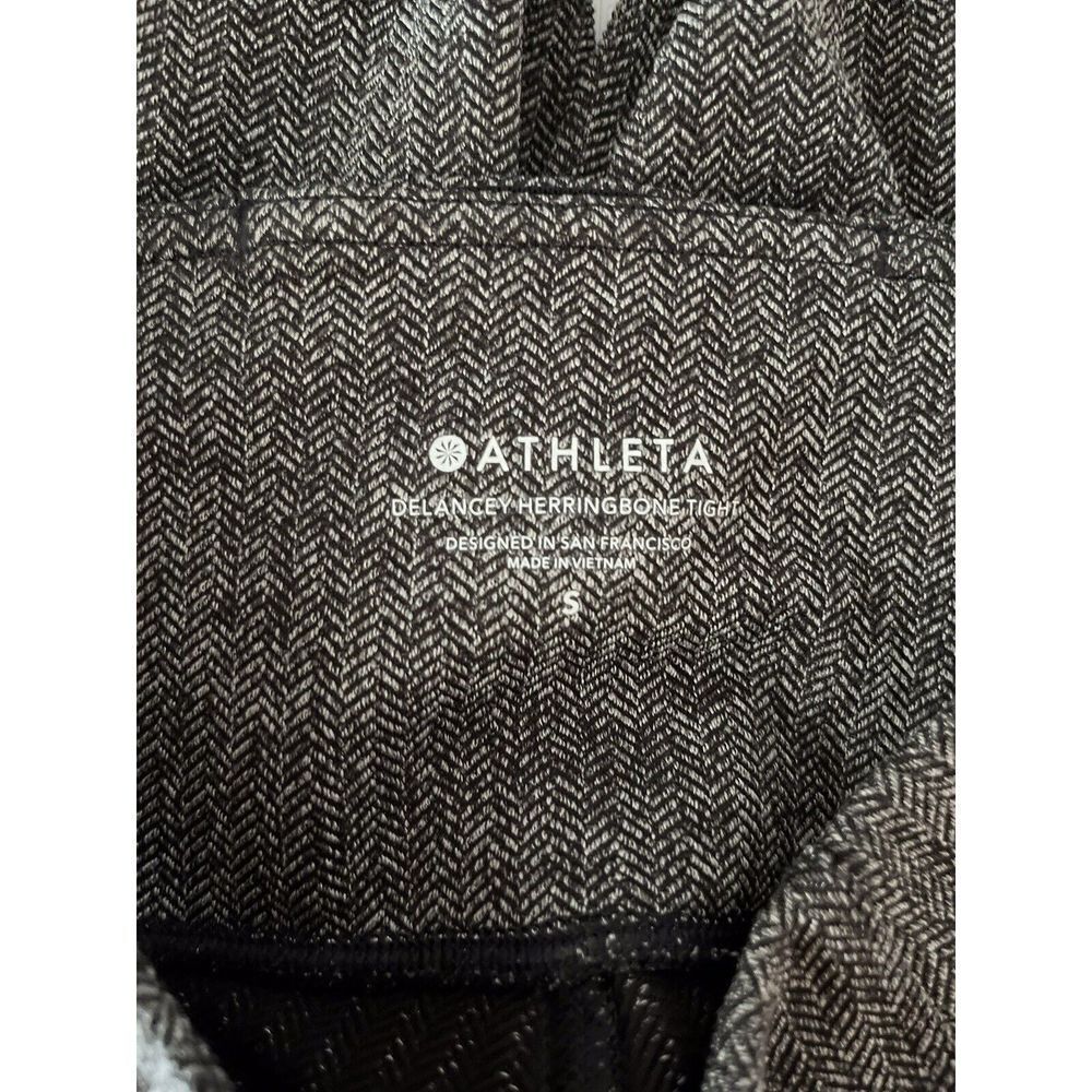Athleta Womens Small Delancey Black Herringbone High Rise Tight In Black Pocket - Picture 8 of 14